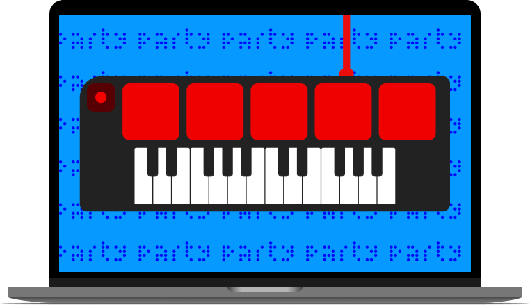 Mockup en details van de CSS Piano interface